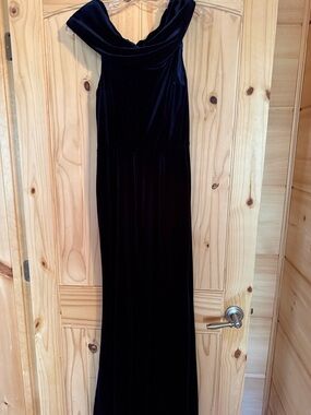 JJs House Black Velvet Off-Shoulder Maxi Gown